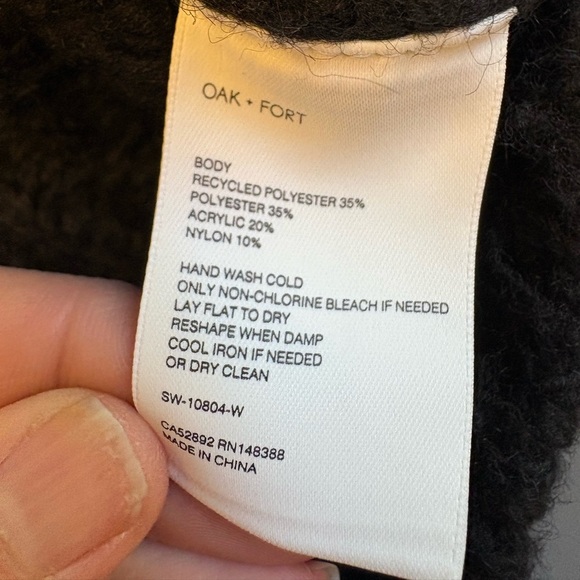 NWT OAK + FORT MEL Black V-Neck peek-a-boo Sweater Textured Knit Small Medium - Picture 9 of 9